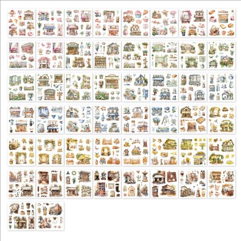 ملصقات سجل القصاصات Alideco 50PCS People People Landscape Coffee Sticker Book للبالغين ملصقات Journaling Journaling لـ Scrapbooking (Kuailefaze) in Saudi Arabia