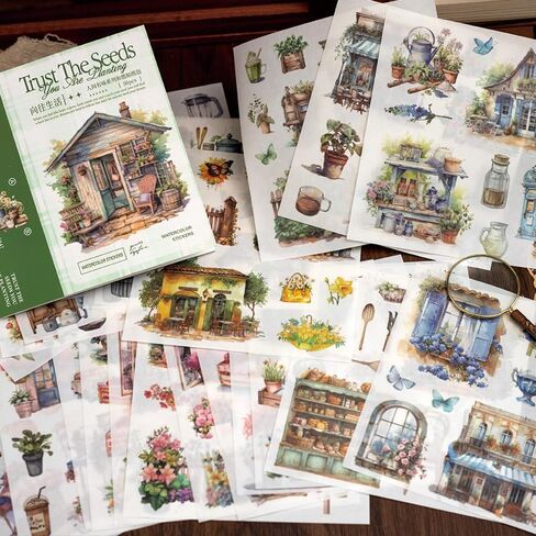 ملصقات سجل القصاصات Alideco 50PCS People People Landscape Coffee Sticker Book للبالغين ملصقات Journaling Journaling لـ Scrapbooking (Kuailefaze) in Saudi Arabia