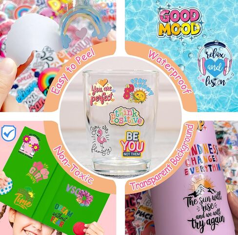 200PCS Inspirational Stickers, Transparent Motivational Water Bottle Stickers for Adults Students Teens Coworkers, Positive Affirmation Sticker for Scrapbook Planner Journal Vision Board Supplies in Saudi Arabia