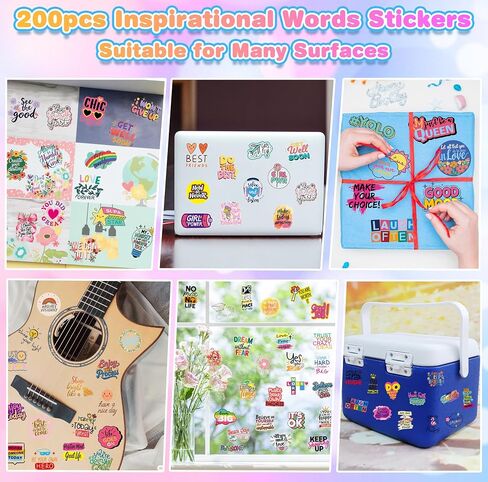 200PCS Inspirational Stickers, Transparent Motivational Water Bottle Stickers for Adults Students Teens Coworkers, Positive Affirmation Sticker for Scrapbook Planner Journal Vision Board Supplies in Saudi Arabia