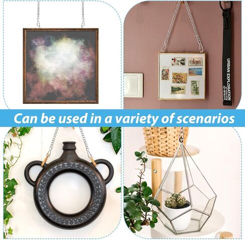 10Pcs 20 Inch Stained Glass Window Chain Hanging Picture Hanging Chain Decorative Chains for Suncatcher Metal Chains with Safety Hooks for Stained Glass Panels Hang Silver in Saudi Arabia