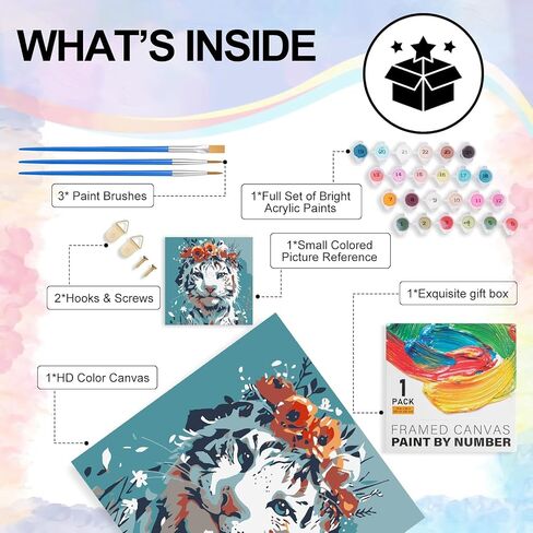 12 Pack Animals Paint by Numbers Att for البالغين ، الطلاء البالغ من أدوات الأرقام ، الطلاء المصغر بأرقام للمبتدئين للبالغين ، لوحة أكريليك صغيرة على القماش للبنات المنزلية 8x8 بوصة in Kuwait