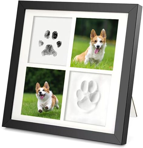 TuOain Paw Print Picture Frame ، هدايا تذكارية للكلاب لفقدان الكلب ， Cat/Dog Paw Print Kit Soft Pawprint Clay & Clean Touch Ink مع أداة تخصيص ، هدايا تذكارية مخصصة للحيوانات الأليفة in Kuwait