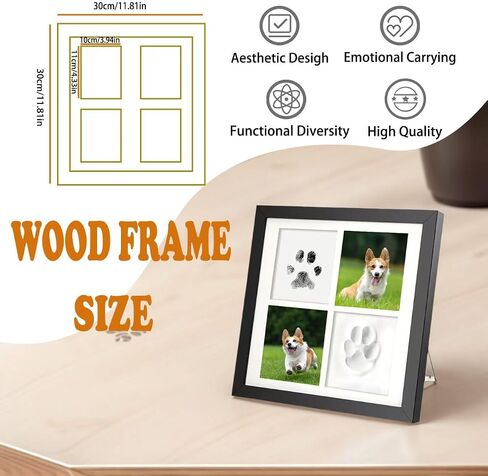 TuOain Paw Print Picture Frame ، هدايا تذكارية للكلاب لفقدان الكلب ， Cat/Dog Paw Print Kit Soft Pawprint Clay & Clean Touch Ink مع أداة تخصيص ، هدايا تذكارية مخصصة للحيوانات الأليفة in Kuwait