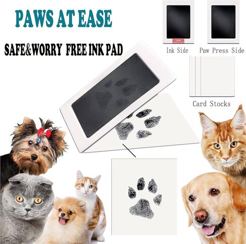 TuOain Paw Print Picture Frame ، هدايا تذكارية للكلاب لفقدان الكلب ， Cat/Dog Paw Print Kit Soft Pawprint Clay & Clean Touch Ink مع أداة تخصيص ، هدايا تذكارية مخصصة للحيوانات الأليفة in Kuwait