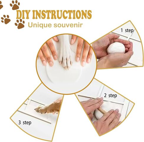 TuOain Paw Print Picture Frame ، هدايا تذكارية للكلاب لفقدان الكلب ， Cat/Dog Paw Print Kit Soft Pawprint Clay & Clean Touch Ink مع أداة تخصيص ، هدايا تذكارية مخصصة للحيوانات الأليفة in Kuwait