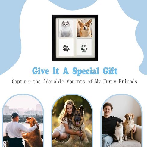 TuOain Paw Print Picture Frame ، هدايا تذكارية للكلاب لفقدان الكلب ， Cat/Dog Paw Print Kit Soft Pawprint Clay & Clean Touch Ink مع أداة تخصيص ، هدايا تذكارية مخصصة للحيوانات الأليفة in Kuwait