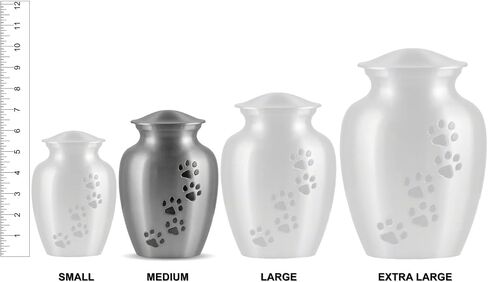 OTTILLIE PAWS ELITE SERIES TERN PET URN للكلاب والقطط - الجرار التذكارية للحيوانات الأليفة مع نقش مخصص (بيوتر ، العمودي ، النحاس ، صغير) in Kuwait