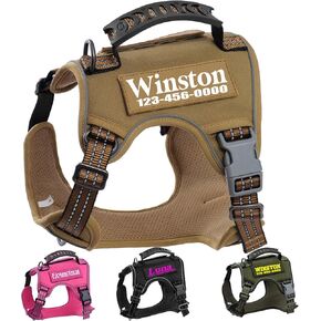 Pawblefy Personalized Tactical Dog Harness with Name & Number, Dog Harness for Large Dogs with Small, Medium and Large Size, No Pull Service Dog Vest with Handle for Training in Saudi Arabia