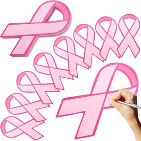 300 Pcs Breast Cancer Awareness Ribbons Large Pink Breast Cancer Donation Paper Cutouts Accessories for Women Party Decorations, 8 x 4 Inch in Saudi Arabia