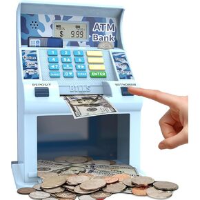 ATM Piggy Bank for Kids ， ATM Bank Cash Coin Saving For Real Adeal مع بطاقة الخصم ， التعرف على العملة ، حاسبة الرصيد ، التوفير الإلكتروني مربع آمن ， هدية للأعمار 6-13 بنك الخنزير (الوردي) in Saudi Arabia