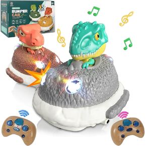 Dinosaur Remote Control Bumper Car, Dino RC Cars with Light & Music, Exciting Dinosaur Electronic Bump Pop Game, RC Race Vehicles Playsett, Best Christmas Birthday Gifts for Kids Age 6+ in Saudi Arabia