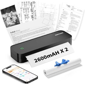 Portable Printers Wireless for Travel,Inkless Thermal Bluetooth Mini Printer Compatible with Android,iOS&Laptop,Support 8.5" X 11" US Letter&A4,Portable Small Mobile Travel Printer for Home in Saudi Arabia