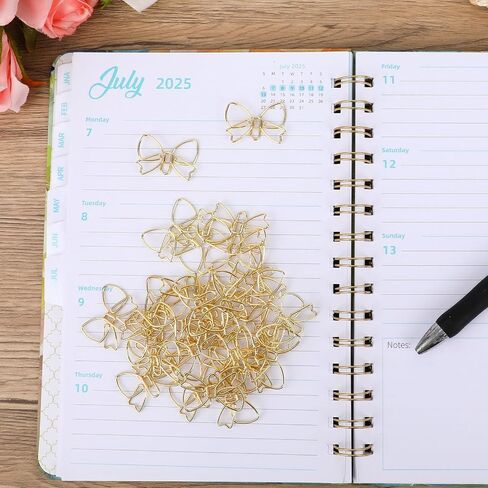 100pcs Bow Paper Clips, Cute Bowknot Shaped Metal Paperclips Bookmarks Funny Decorative Planner Clips for School Office Home Document Note Sorting Organizer DIY Craft Supplies Desk Accessories(Gold) in Saudi Arabia