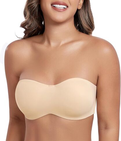 HACI Women's Unlined Strapless Bra for Plus Size Minimizer Seamless Underwire Large Bust Bandeau in Kuwait