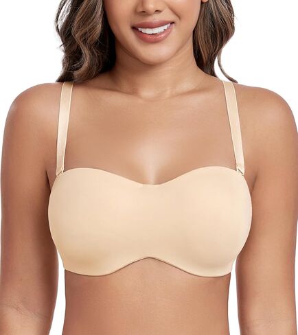 HACI Women's Unlined Strapless Bra for Plus Size Minimizer Seamless Underwire Large Bust Bandeau in Kuwait