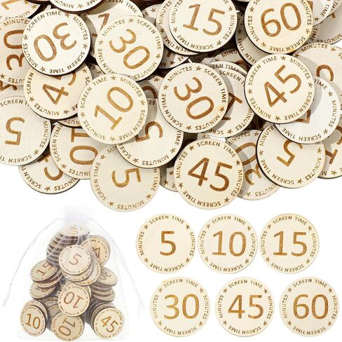 Weysat 100 PCS رموز مكافأة خشبية الرموز المميزة الشاشة ذات الشاشة الكبيرة مع عملات السلوك الأجنحة الأوروبية in Saudi Arabia