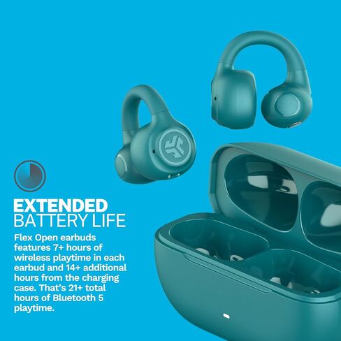 سماعات أذن JLab Flex مفتوحة، باللون الأسود، تصميم على شكل أساور مشبكة، حرية صوت لاسلكية مفتوحة للأذن، ملاءمة سهلة، استماع آمن، بلوتوث متعدد النقاط، تخصيص مع التطبيق in Saudi Arabia