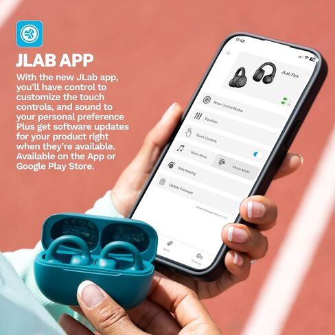 سماعات أذن JLab Flex مفتوحة، باللون الأسود، تصميم على شكل أساور مشبكة، حرية صوت لاسلكية مفتوحة للأذن، ملاءمة سهلة، استماع آمن، بلوتوث متعدد النقاط، تخصيص مع التطبيق in Saudi Arabia