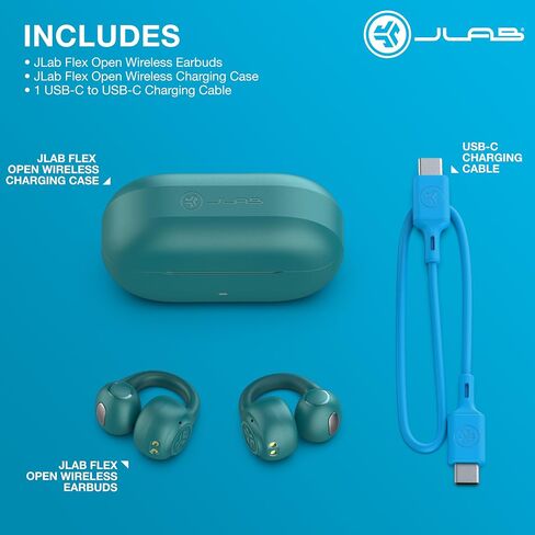 سماعات أذن JLab Flex مفتوحة، باللون الأسود، تصميم على شكل أساور مشبكة، حرية صوت لاسلكية مفتوحة للأذن، ملاءمة سهلة، استماع آمن، بلوتوث متعدد النقاط، تخصيص مع التطبيق in Saudi Arabia