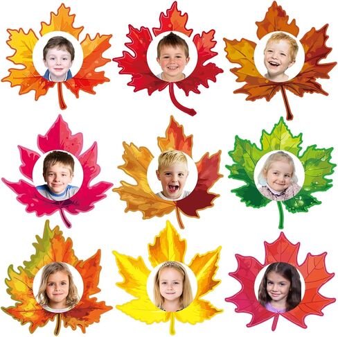 Fancy Land Fall Leaves Cutouts for Bulletin Board Decorations Autumn Maple Leaf Cut-Out with Photo Spaces for Classroom DIY Crafts Seasonal Party Props Supplies 36Pcs in Saudi Arabia