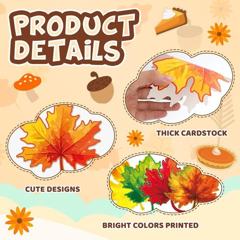 Fancy Land Fall Leaves Cutouts for Bulletin Board Decorations Autumn Maple Leaf Cut-Out with Photo Spaces for Classroom DIY Crafts Seasonal Party Props Supplies 36Pcs in Saudi Arabia