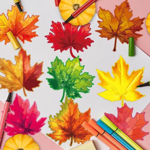 Fancy Land Fall Leaves Cutouts for Bulletin Board Decorations Autumn Maple Leaf Cut-Out with Photo Spaces for Classroom DIY Crafts Seasonal Party Props Supplies 36Pcs in Saudi Arabia