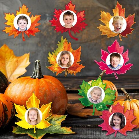 Fancy Land Fall Leaves Cutouts for Bulletin Board Decorations Autumn Maple Leaf Cut-Out with Photo Spaces for Classroom DIY Crafts Seasonal Party Props Supplies 36Pcs in Saudi Arabia