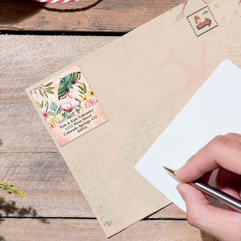 Butterfly Blooms Floudized Return Address Labels by Joy Hall-مجموعة من 144 (4 تصاميم) ، ملصقات محددة ذاتية للصفائح المسطحة ، بواسطة صور ملونة in Saudi Arabia