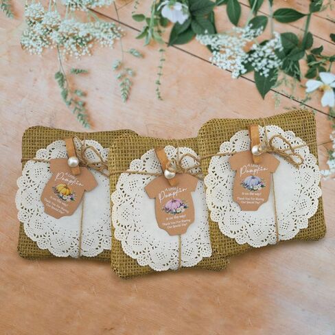 Summer-Ray 50pcs A Little Pumpkin is on The Way Baby Shower Thank You for Sharing Our Special Day Gift Tags (Kraft Card with Pink Pumpkin) in Saudi Arabia