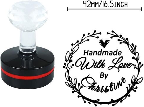 Wedding Business Stamper Personalized Custom 42mm Round Handmade with Love by Name Design Family Monogram Signature DIY Invitation Card Return Name Address Stamp in Saudi Arabia