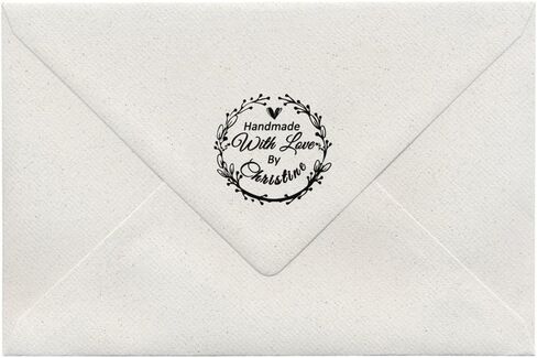 Wedding Business Stamper Personalized Custom 42mm Round Handmade with Love by Name Design Family Monogram Signature DIY Invitation Card Return Name Address Stamp in Saudi Arabia