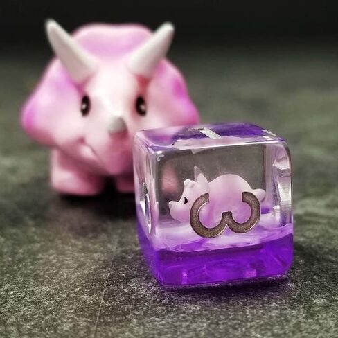 Sage's Portal Dinosaur and Reptilian Familiars Resin DND Dice Set Polyhedral Dice Set for Dungeons and Dragons RPG Tabletop TTRPG (Pink Baby Triceratops) in Kuwait