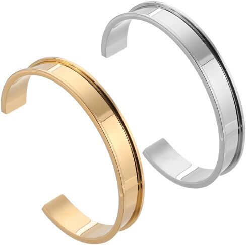Sunnyclue 2pcs سوار الفراغات أساور الكفة الفولاذ المقاوم للصدأ 12 مم على نطاق واسع c على شكل أساور مخاود مفتوحة فارغة الفراغ البلاتين الذهبي البلاتين ربطة عنق لصنع المجوهرات مجموعة يصيح ليزر نقش ليزر ليزر in Saudi Arabia
