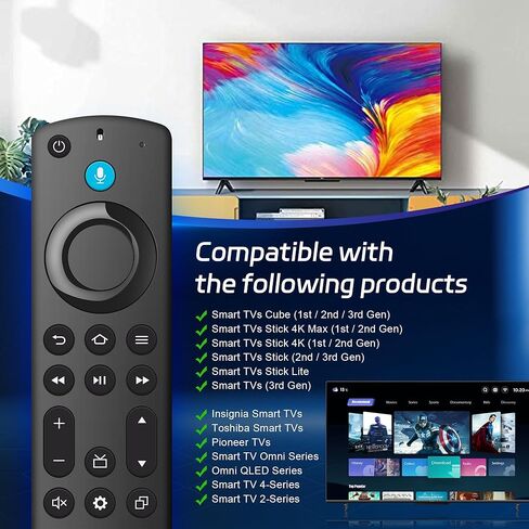 Replacement Voice Remote Control Fit for ANZ Fire Smart TVs Stick (2nd Gen&3rd Gen&Lite&4K&2020 Release), Smart TVs Cube (1st Gen&2nd Gen), Smart TVs 3rd Gen in Saudi Arabia