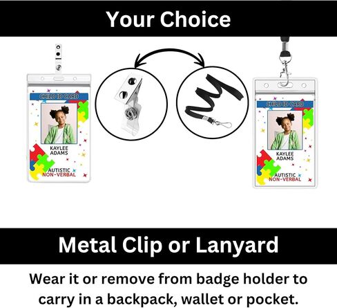 Custom Autism Child ID Card | 2 Pack Emergency Contact Badge for Kids | Autism Awareness Alert Card with Non-Verbal Tag Option | Safety ID | 11thhousegraphics 001 in Saudi Arabia