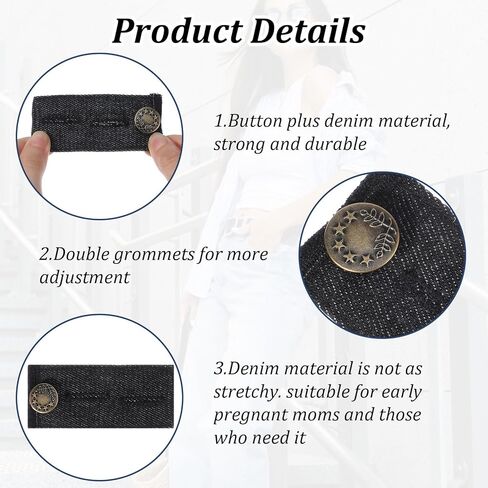 تمديدات زر 8 أجهزة كمبيوتر سراويل جينز ، موسع الخصر القابل للتعديل للجينز للنساء ، سروال جينز موسع مع زر معدني لتنورة بانت جان ، الرجال والنساء (4 ألوان) الأزرق in Kuwait