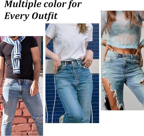 تمديدات زر 8 أجهزة كمبيوتر سراويل جينز ، موسع الخصر القابل للتعديل للجينز للنساء ، سروال جينز موسع مع زر معدني لتنورة بانت جان ، الرجال والنساء (4 ألوان) الأزرق in Kuwait