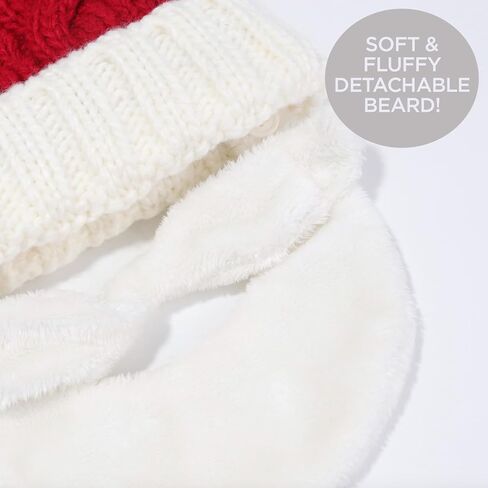 قبعة سانتا من كيه دي ويف مع لحية مخملية للكريسماس والشتاء للنساء والرجال، قبعة سانتا كلوز، قبعات الكريسماس والعطلات وحفلات الكريسماس in Kuwait