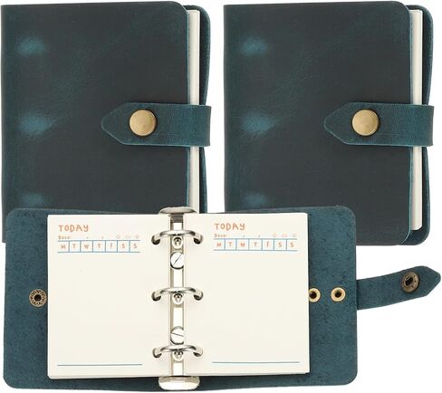 PATIKIL A9 Leather Journal, 2Pcs 3 Ring Notebook Binder Planner Loose Leaf 60 Sheets Paper Refillable for Business Office Study Writing with Snap Button, Green in Saudi Arabia