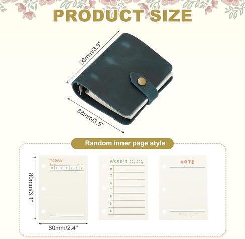 PATIKIL A9 Leather Journal, 2Pcs 3 Ring Notebook Binder Planner Loose Leaf 60 Sheets Paper Refillable for Business Office Study Writing with Snap Button, Green in Saudi Arabia