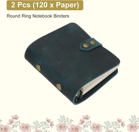 PATIKIL A9 Leather Journal, 2Pcs 3 Ring Notebook Binder Planner Loose Leaf 60 Sheets Paper Refillable for Business Office Study Writing with Snap Button, Green in Saudi Arabia
