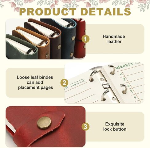 PATIKIL A9 Leather Journal, 2Pcs 3 Ring Notebook Binder Planner Loose Leaf 60 Sheets Paper Refillable for Business Office Study Writing with Snap Button, Green in Saudi Arabia