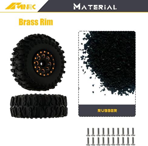 1.0 Brass Wheel and Tire Beadlock Rim for 1/24 SCX24 AX24 FCX24 1/18 FCX18 TRX4M Hobbyplus Series RC Crawler Upgrades Parts in Saudi Arabia