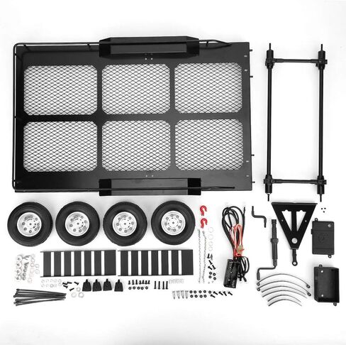 1/10 RC Trailer Accessory with Four Tires, High Bearing Capacity Anti Skid RC Trailer, Easy Install Cool Look for TRX4 Scx10 90046 90047 CC01 D90 D110 RC Car in Saudi Arabia