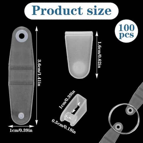 100Pcs Plastic Keychain Clip, Small Clear Acrylic Plastic Keychain Connector Snaps for Office Credit Card Craft Jewelry Making in Saudi Arabia