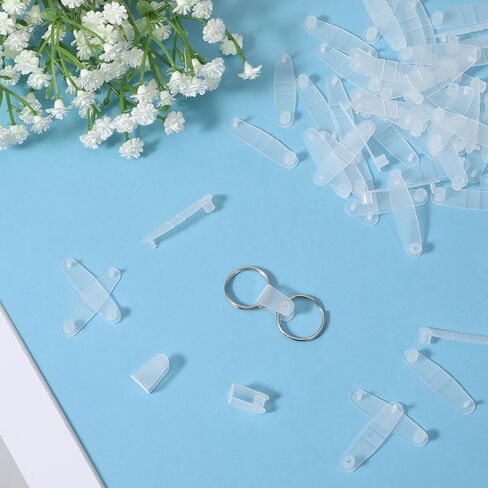 100Pcs Plastic Keychain Clip, Small Clear Acrylic Plastic Keychain Connector Snaps for Office Credit Card Craft Jewelry Making in Saudi Arabia