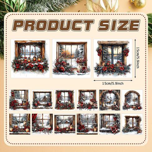 Harloon 15 Sheets Vintage Christmas Rub on Transfers for Crafts and Furniture and Furniture Xmas Vintage Watercolor Window Stickers Rub on Decals for Scrapbook DIY Wood Fabric Journal Envelope in Saudi Arabia