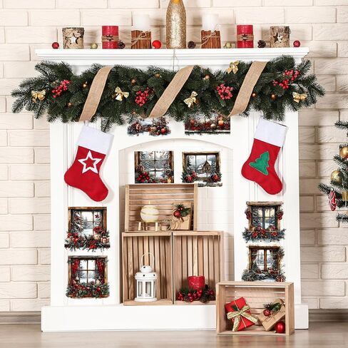 Harloon 15 Sheets Vintage Christmas Rub on Transfers for Crafts and Furniture and Furniture Xmas Vintage Watercolor Window Stickers Rub on Decals for Scrapbook DIY Wood Fabric Journal Envelope in Saudi Arabia