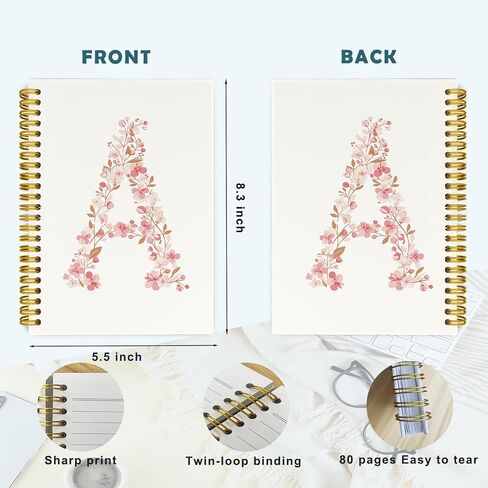 Pink Cute Spiral Notebook Journal ، Preppy Floral Oriter Erttion e دفاتر اليومية الشخصية ، الهدايا المترتبة على الفتيات ، غلاف نباتي حلزوني محمول 5.5 × 8.3 in Kuwait